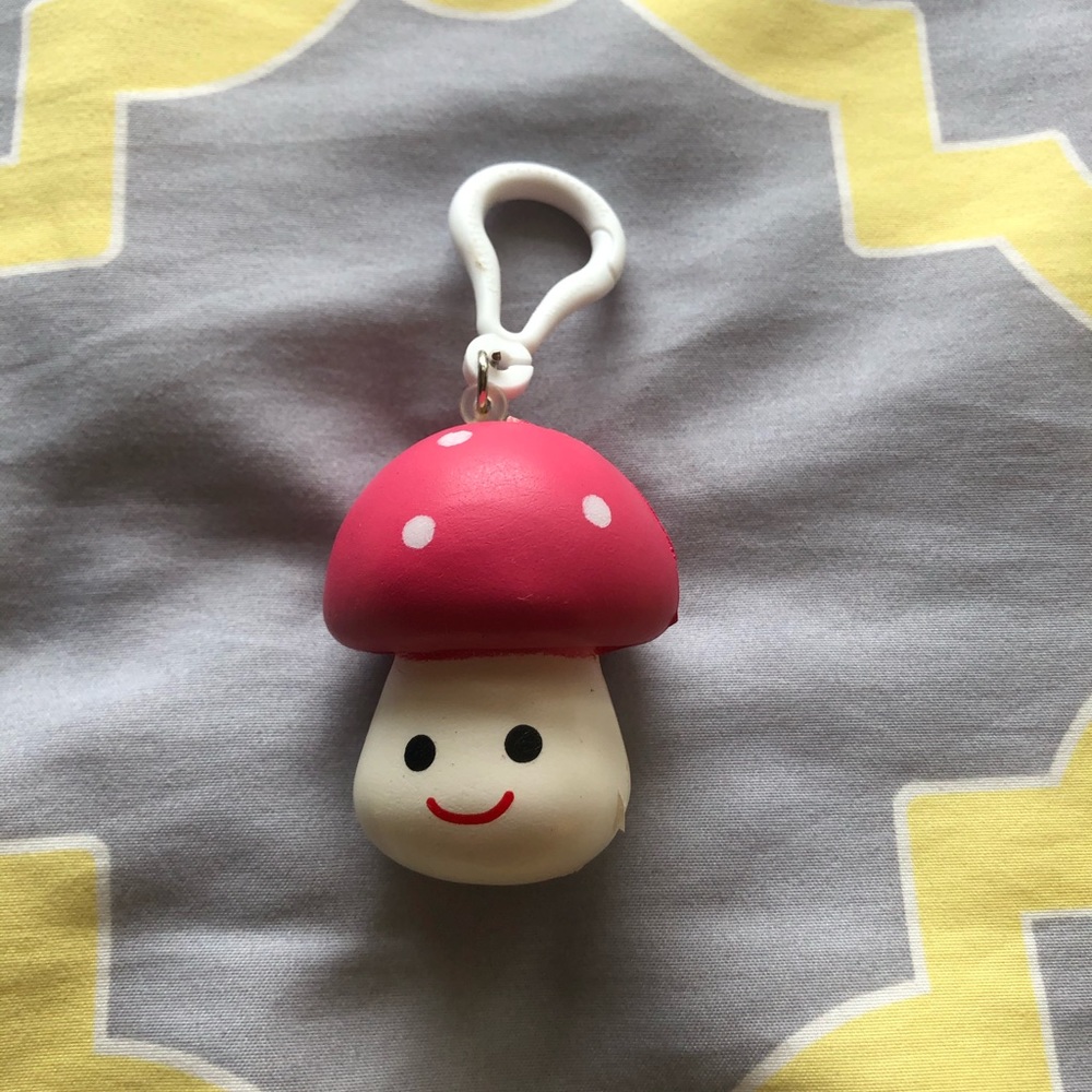 Pink/White Cute Mushroom Squishy Keychain